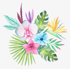 Transparent Watercolor Tropical Flowers, HD Png Download, Transparent PNG