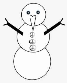 Snowman Black White Peace Symbol Sign Xmas Christmas - Cartoon, HD Png Download, Transparent PNG