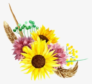 Transparent Watercolor Flower Clipart - Watercolor Sunflower Clip Art, HD Png Download, Transparent PNG