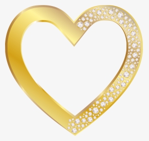 Gold Heart With Diamonds Png Clip Art Image - Gold Heart Frame Png, Transparent Png, Transparent PNG