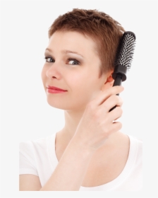 Woman Combing Her Hair Png Image - Exfoliating Bath Glove White, Transparent Png, Transparent PNG