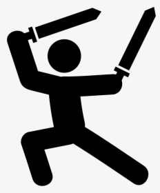 Transparent Sword Png Black - Man With A Sword Icon, Png Download, Transparent PNG
