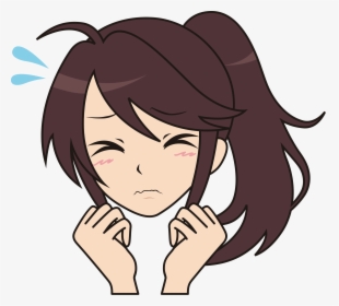Hair,mouth,brown Hair,gesture,fictional Character,hime - Scared Face Girl Cartoon, HD Png Download, Transparent PNG