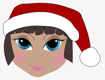 Christmas Elf Anime - Clipart Girl Face Christmas, HD Png Download, Transparent PNG