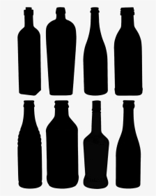 Glass Bottles Silhouette - Bottle Wine Silhouette Png, Transparent Png, Transparent PNG