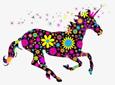 Floral Magical Unicorn Silhouette Clip Arts - Imagenes De Unicornios Png, Transparent Png, Transparent PNG
