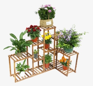 Wooden Plant Stand 10 Tier Flower Pot Display Rack - Corner Flower Pot Png, Transparent Png, Transparent PNG