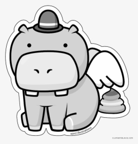 Hippo Animal Free Black White Clipart Images Clipartblack - Clip Art, HD Png Download, Transparent PNG