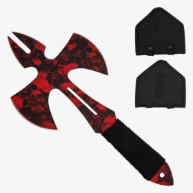 Red Skull Medieval Style Throwing Axe - Black And Red Axe Fantasy, HD Png Download, Transparent PNG