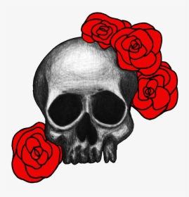 Red,clip - Skull With Roses Png, Transparent Png, Transparent PNG