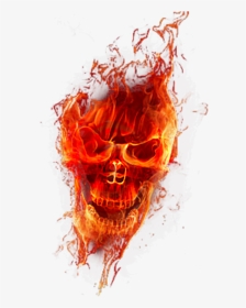 Flames Clipart Skull, Flames Skull Transparent Free - Skull On Fire Png, Png Download, Transparent PNG