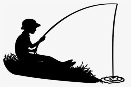 Transparent Fisherman Silhouette Png - Black And White Fishing Silhouette, Png Download, Transparent PNG