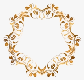 Round Flowery Frame In Golden Style - Golden Round Design Png, Transparent Png, Transparent PNG