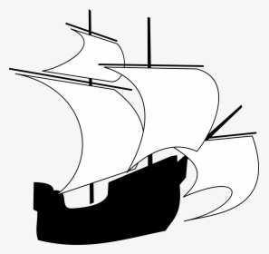 Sail Ship Masts Outline - Ship 2 Sails Outline, HD Png Download, Transparent PNG
