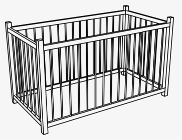 Baby Playpen Big Image - Crib Clipart Black And White, HD Png Download, Transparent PNG