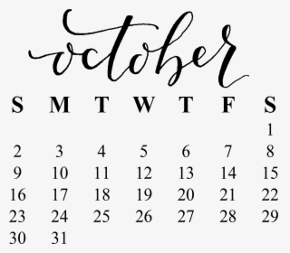 Calendar 0 October - October Calendar Transparent, HD Png Download, Transparent PNG