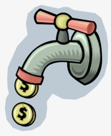 Vector Illustration Of Water Tap Faucet Spigot Dripping - Save Water Save Money, HD Png Download, Transparent PNG