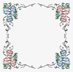 Picture Frame,art,symmetry - Drawing Of Flowers Borders, HD Png Download, Transparent PNG