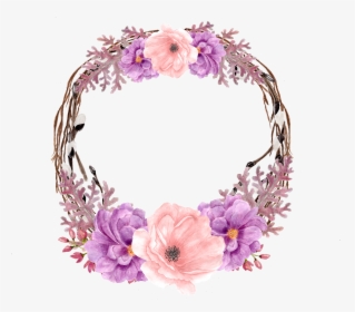 Floral Frame Png - Transparent Purple Flower Wreath Png, Png Download, Transparent PNG