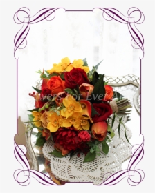 Silk Artificial Vibrant Colorful Red Yellow And Orange - Wedding Basket For Flower Girl, HD Png Download, Transparent PNG
