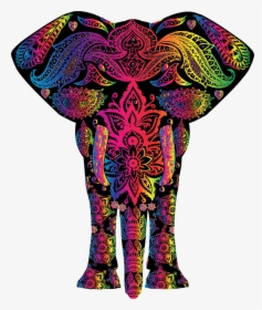 Decorative, Ornamental, Ornate, Floral, Flowers - Colorful Elephant Clipart, HD Png Download, Transparent PNG