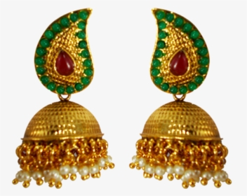 Yellow Gold Plated Indian Gold Jhumkas Replica Pearl - Earrings Images Hd All Png, Transparent Png, Transparent PNG