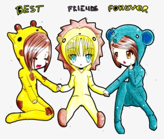 Transparent Cute Anime Boy Png - Best Friends Forever Drawings, Png Download, Transparent PNG
