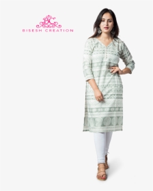 Off White Printed Pure Cotton Kurti With Cotton Leggings - Photo Shoot, HD Png Download, Transparent PNG