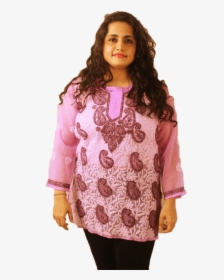 Lucknowi Short Kurti With Front Embroidery - Girl, HD Png Download, Transparent PNG