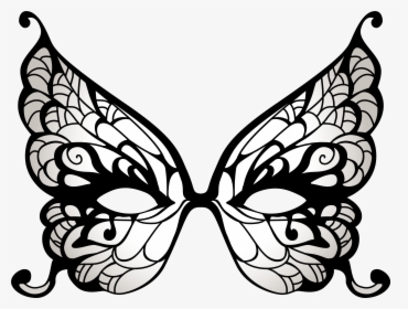 Butterfly Black And White Clipart Transparent Background - Butterfly Masquerade Mask Template, HD Png Download, Transparent PNG