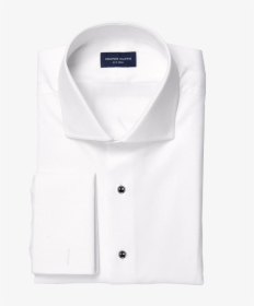 White Stretch Broadcloth With Tuxedo Pique Bib Collar - Folded Formal Shirt White, HD Png Download, Transparent PNG