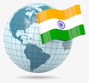 Globe With Flag - Logo India In Globe, HD Png Download, Transparent PNG