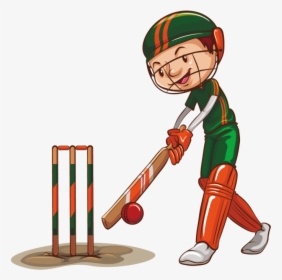 Man Playing Cricket , Transparent Cartoons - Boy Playing Cricket Clipart, HD Png Download, Transparent PNG