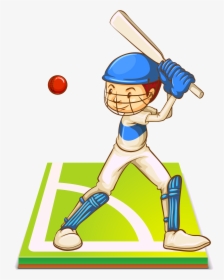Baseball Clipart Cartoon - Draw A Cricket Player, HD Png Download, Transparent PNG