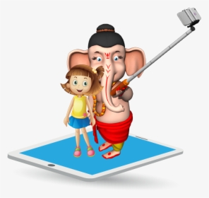 Selfie With Ganesha Illustration, HD Png Download, Transparent PNG