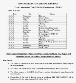 Term I Assessment Time Table Kindergarten 2018-19 - Release Passport April 2019, HD Png Download, Transparent PNG