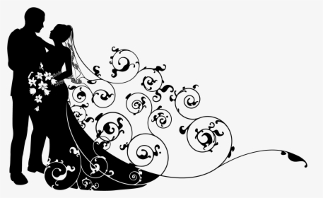 Black And White,line Art,vehicle,style,clip Art - Bride And Groom Background, HD Png Download, Transparent PNG