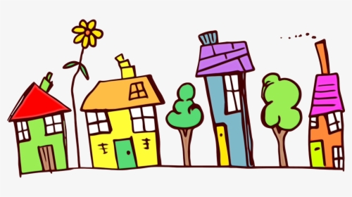 Clip Art Portable Network Graphics Neighbourhood Vector - Colorful Houses Cartoon Png, Transparent Png, Transparent PNG