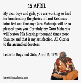 Srila Prabhupada Quotes For Month April - Prabhupada 11 June, HD Png Download, Transparent PNG
