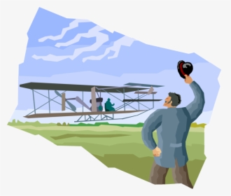 Vector Illustration Of Wright Brothers At Kitty Hawk - Clipart Wright Brothers Airplane Flight, HD Png Download, Transparent PNG