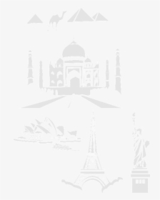 Landmarks, Taj Mahal, Eiffel Tower, Pyramids - กราฟฟิก สถาน ที่ ท่องเที่ยว, HD Png Download, Transparent PNG