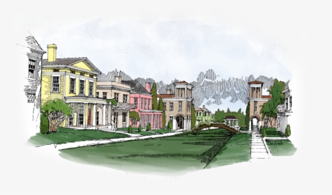Prespective Drawing Neighborhood - House, HD Png Download, Transparent PNG