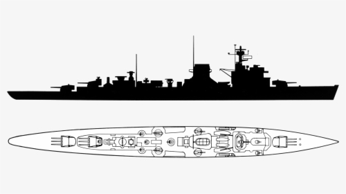 Heavy Cruiser Battlecruiser Guided Missile Destroyer - Ww2 Cruiser Silhouette, HD Png Download, Transparent PNG