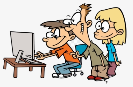 Classroom Group Work Clipart Cliparts Cartoon People - Cartoon People On Computers, HD Png Download, Transparent PNG