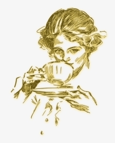 Woman Drinking Coffee Or Tea - Women Drinking Tea Clipart, HD Png Download, Transparent PNG