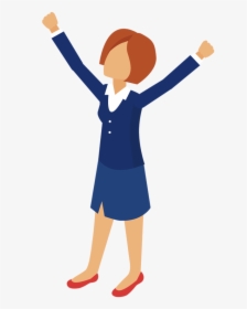 Clipart Person Business Woman - Woman Hands Up Cartoon, HD Png Download, Transparent PNG