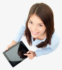 Smiling Business Woman Png Download - Business Woman With Tablet Png, Transparent Png, Transparent PNG