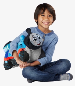 Thomas The Tank Engine Pillow Pet With Boy - Sitting, HD Png Download, Transparent PNG