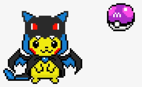 Master Ball Pikachu With Charizard - Pixel Art Pokémon Charizard X, HD Png Download, Transparent PNG