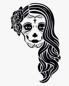 Day Of The Dead Woman Silhouette - Catrina Png, Transparent Png, Transparent PNG